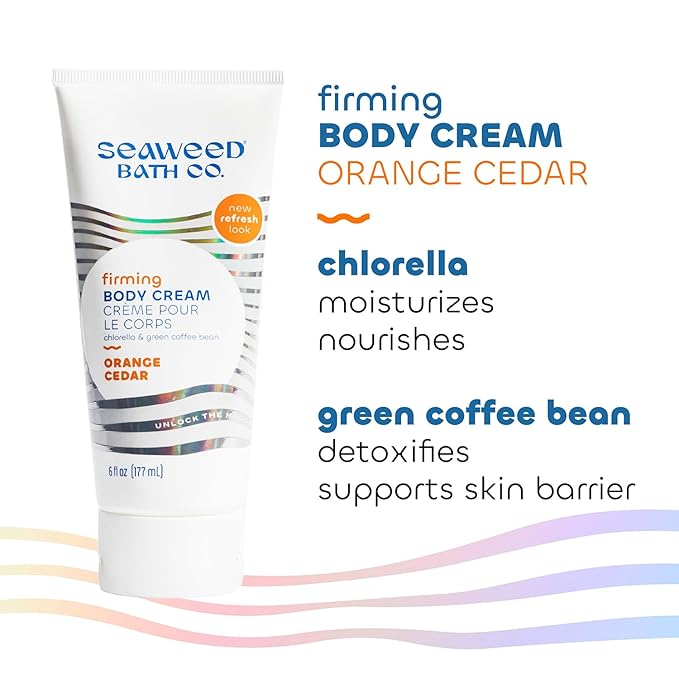 Seaweed Bath Co. Firming Body Cream, Orange Cedar Scent, 6 Ounce, Skin Toning Hand & Body Lotion Moisturizer for Dry Skin, with Sustainably Harvested Seaweed, Chlorella, Green Coffee Bean-FemmiqueWomen