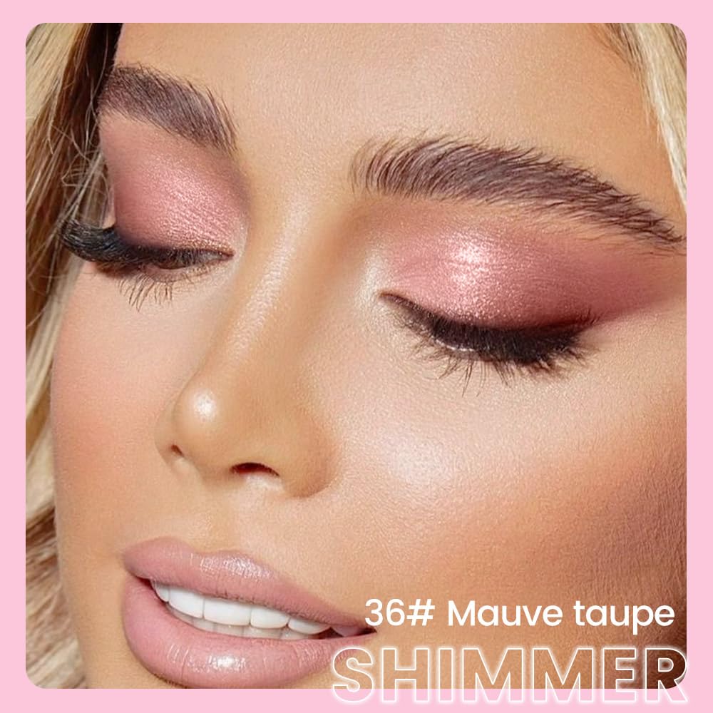 1Pcs Mauve taupe Shimmer Cream Eye Shadow Brightener Sticks for Eyes Waterproof Pigmented, Double Ended Cream Eyeshadow Stick Pencil Pen with Applicator, Eye Shadow Palette Highlighter Makeup 36-FemmiqueWomen