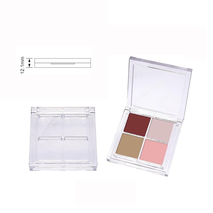 2PCS Empty Eyeshadow Palette 4 Grids Plastic Eye Make Up Container Palette Refillable Small Makeup Palette Lipstick Compact Containers Cosmetic Sample Storage Cases-FemmiqueWomen