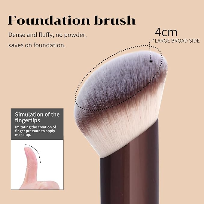 MAANGE 7pcs Makeup Brush Set Double Sided Kabuki Makeup Brushes Contour Brush for Foundation Liquid Powder Concealer Cream Cosmetics Bronzer Blending Blush Buffing Makeup Tools (Coffee)-FemmiqueWomen