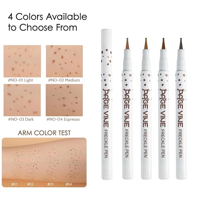 2 Pack Freckle Pen,Liquid Face Fake Freckles Makeup Pen to Create Natural Freckle Makeup and Freck beauty,Fake Freckles Waterproof for Lifelike Sunkissed Makeup,Mole Pen(02Medium+04Espresso)-FemmiqueWomen