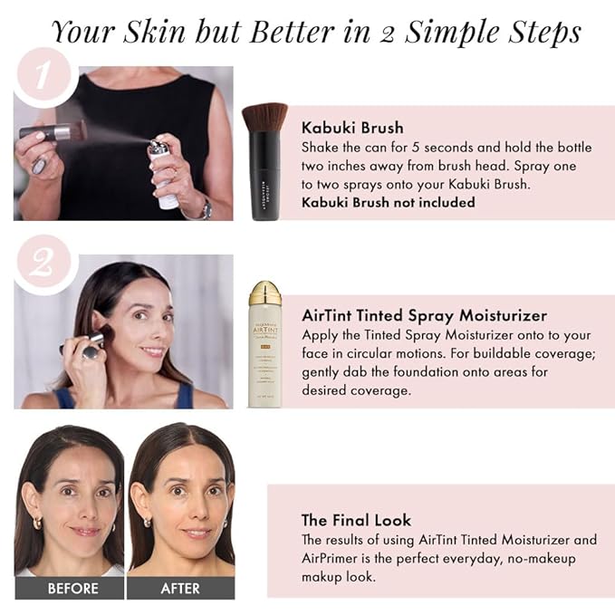 Jerome Alexander MagicMinerals AirTint Tinted Moisturizer AirBrush Spray Light Shade | Tinted Moisturizer Spray with Anti-Aging Ingredients | Dark-FemmiqueWomen