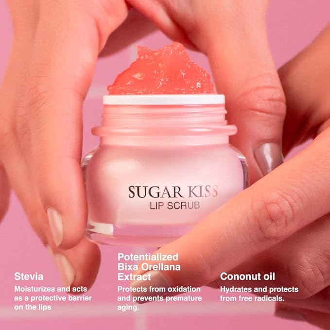 Infinitek Paris Sugar Kiss Watermelon Flavored Lip Scrub 2.4 oz / 68 g - Hydrating Lip Balm, Scrubber Exfoliator, Lip Mask, Lip Repair Treatment & Lightening Exfoliator for Dark Lips-FemmiqueWomen