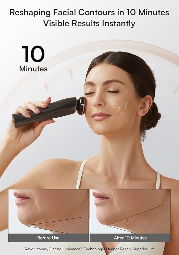 INIA Micro-Current Facial Device, 3-in-1 Facial Massager Red Light Therapy for Face and Neck True Beauty Glow Device Effective for Wrinkle and Puffiness-FemmiqueWomen