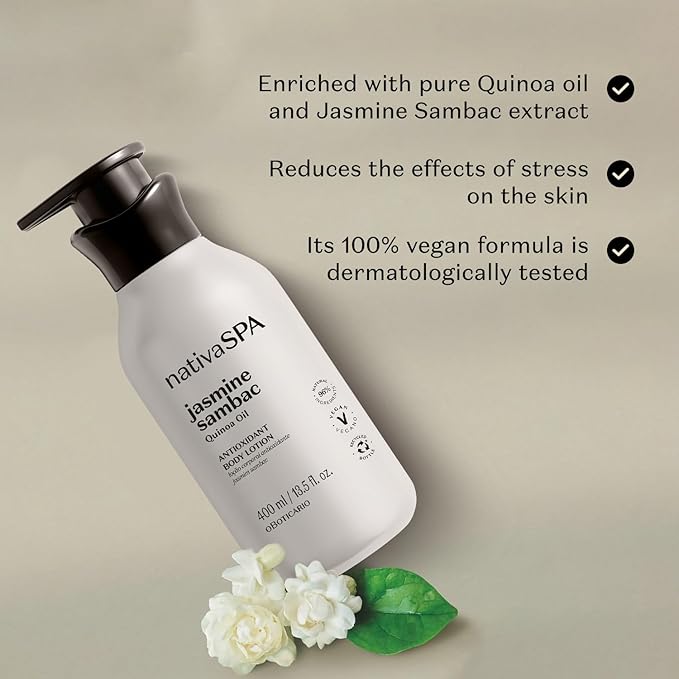 Nativa SPA by O Boticario Jasmin Sambac Anti-Stress Body Lotion, Fragranced Moisturizer Enriched with Purified Quinoa Drops to Boost Hydration, 13.5 Ounce (400ml)-FemmiqueWomen