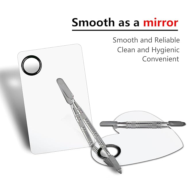 2Pcs Cosmetic Makeup Palette, Premium Stainless Steel Metal Makeup Mixing Palette with Spatula, Makeup Mixing Tray for Mixing Foundation/Eye Shadow/Mascara/Nail Polish/Pigment/Nail Art-FemmiqueWomen