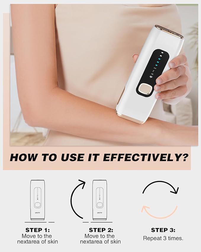 IPL Laser Hair Removal Device for Women Men at Home, Upgraded to 999,900 Flashes Permanent for Facial Legs Arms Bikini Line Whole Body Treatment (White Gold)-FemmiqueWomen