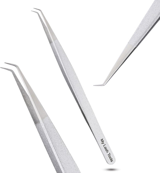 Isolation Tweezer Eyelash Extension Curved Degree Tweezers for Isolation – 14cm Japanese Stainless Steel, Best for Individual Isolation & Classic Lashes Eyelash Twisers (Silver Pantone)-FemmiqueWomen