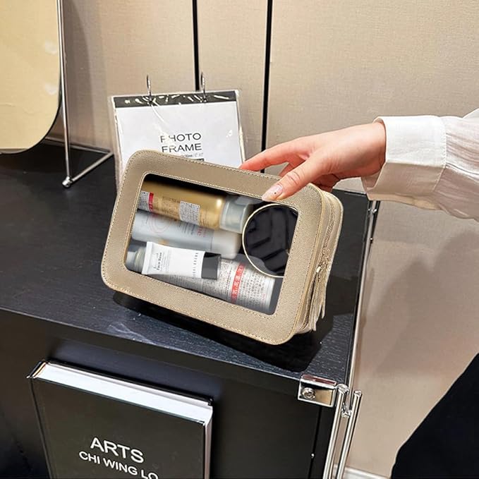 Clear Makeup Bag Small, TSA Approved Portable Toiletry Bag with Zipper Cosmetic Travel Bag Makeup Organizer Case Mini Makeup Pouch for Purse Car Organizer Bag for Women Men-FemmiqueWomen