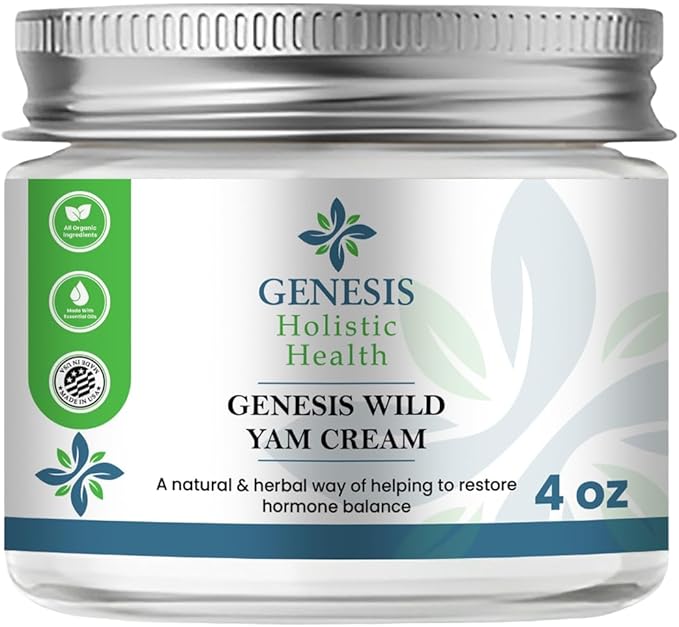 Genesis Wild Yam Root Cream, Organic Balancing Cream for Women, Deep Nourishment and Hydration, Made with Wild Yam Root, Chaste Tree Berry, and Red Clover, 4oz-FemmiqueWomen