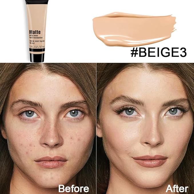 1 Pack Liquid Foundation Cream for Face Makeup,Durable Full Coverage Matte Concealer Make Up,Oil Control & Waterproof Base Primer -1 Fl.Oz (BEIGE 7#)-FemmiqueWomen