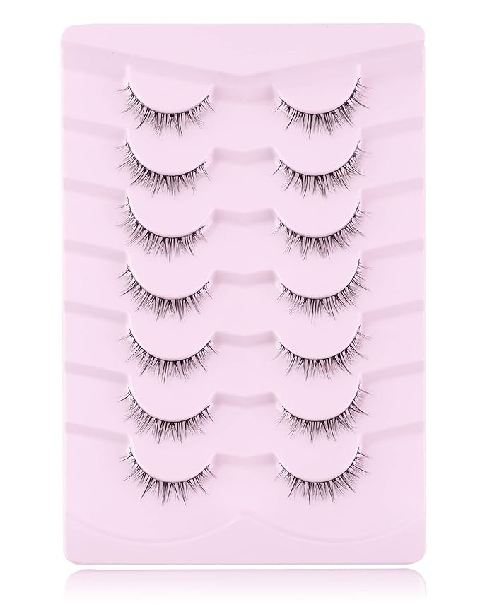 Onlyall Natural Lashes Short Eyelashes Wispy Lashes Natural Look Soft False Eyelashes False Eye Lashes Faux Mink Eyelashes 7 Pairs D2-FemmiqueWomen