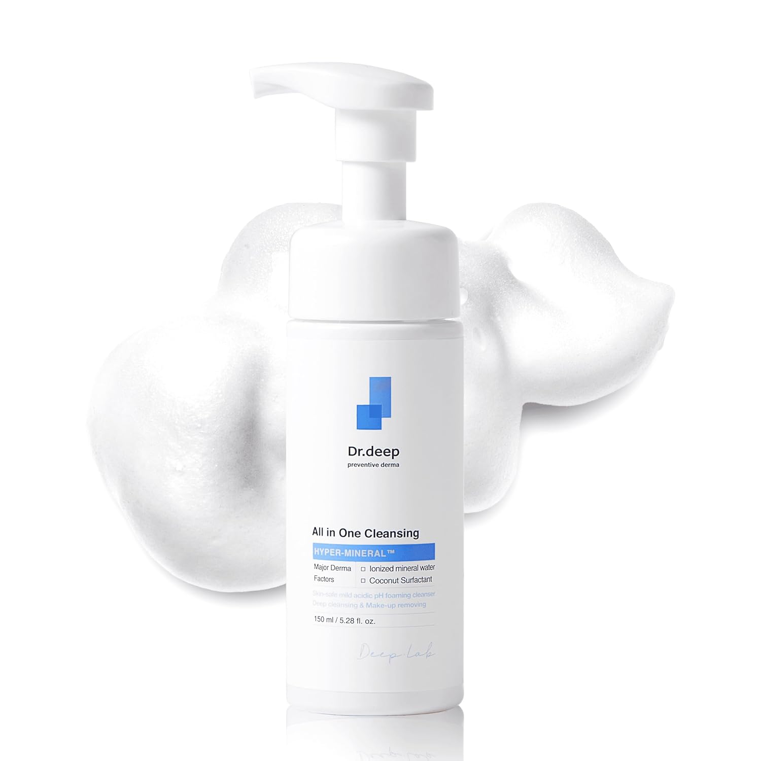 Dr.Deep All in One Cleansing - Korean Foaming Facial Cleanser for Bumpy Skin & Blackheads, Makeup Removing Cleanser & Gentle Face Wash for All Skin Types - 5.07 fl. oz-FemmiqueWomen