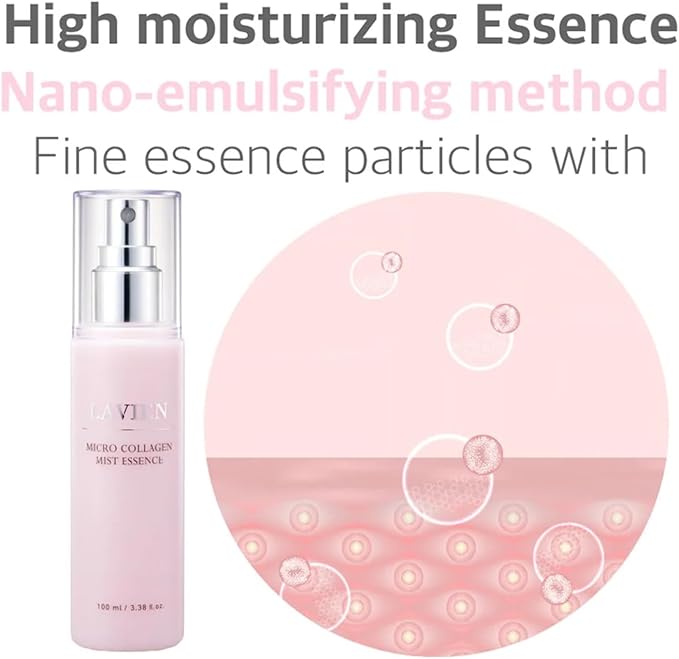 Lavien Micro Collagen Mist Essence - Hydrating Facial Spray, Redness and Smooth Skin - Suitable All Skin Types - 3.38 Fl Oz Bottle-FemmiqueWomen
