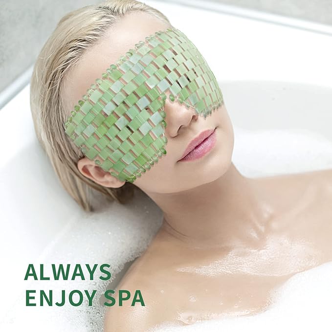 Jade Eye Mask 100% Natural Real Jade Stone Reusable Eye Mask for Hot & Cold Anti Aging，Headache and Migraine Relief Jade Mask for Women Men-FemmiqueWomen