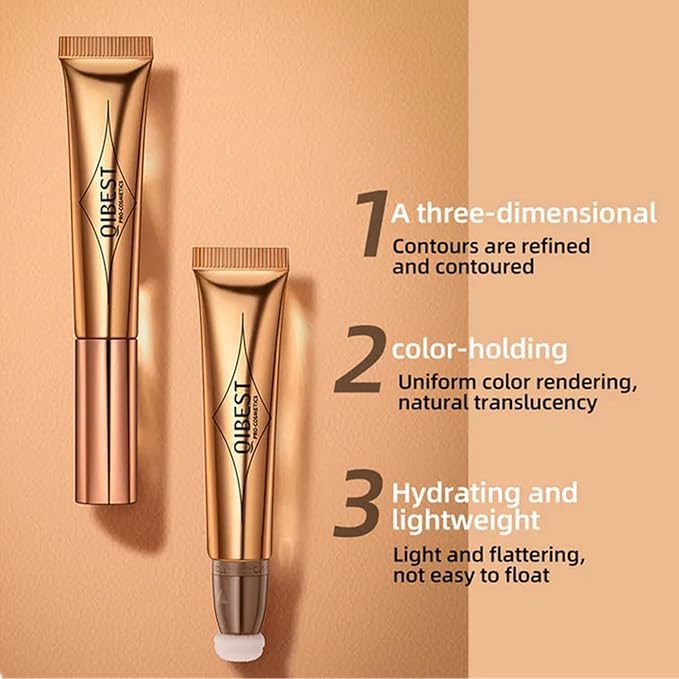 3Pcs Contour Beauty Wand,Liquid Face Concealer Contouring with Cushion Applicator,Liquid Blush Shading Bronzer Stick Natural Matte Finish, Lightweight Blendable Super Silky Cream Contour Stick Makeup-FemmiqueWomen