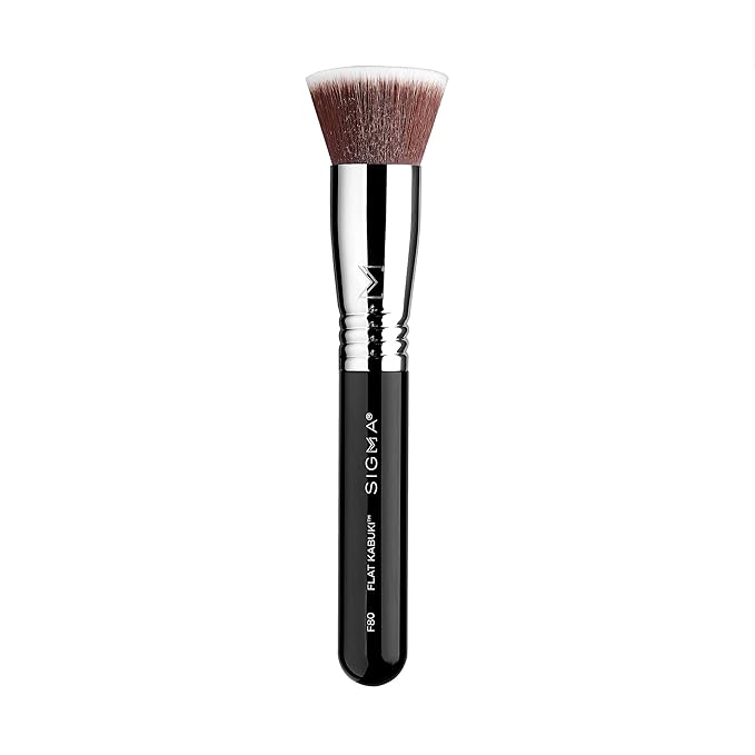 Sigma Beauty F80 Flat Kabuki Brush – Flat Top Kabuki Foundation Brush and Professional Grade Makeup Brush with Ultra-Soft Fibers for Blending Liquid & Cream Makeup Products (Black, 1pc)-FemmiqueWomen