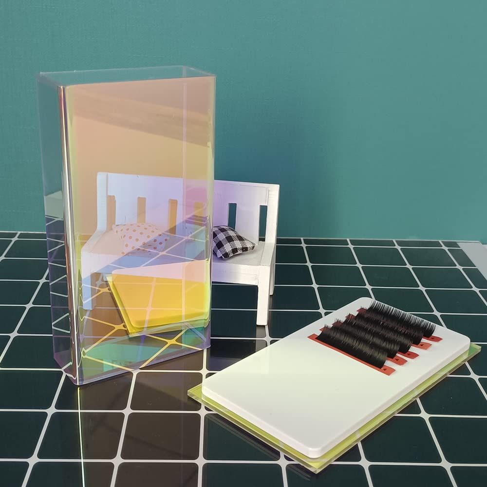 Grafting False Eyelash Acrylic Extension Pallet Organizer, Eyelash Extension Glue Tweezers Plate Makeup Palette, Dustproof Storage Box Display Training Tools Salon (Dazzling S with cover)-FemmiqueWomen