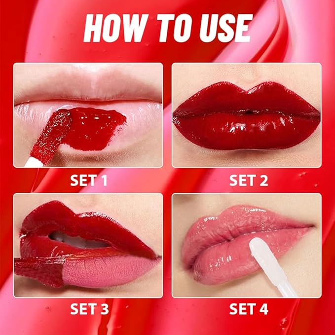 2Pcs Lip Stain Peel Off Lip Gloss oil Dual-Ended Combo, Lips Liner Stain Peel Off Masque, Long Lasting & Waterproof, Transfer-Proof Lip Tint Stain with Lip oil for All Skin Type 02#+03#-FemmiqueWomen