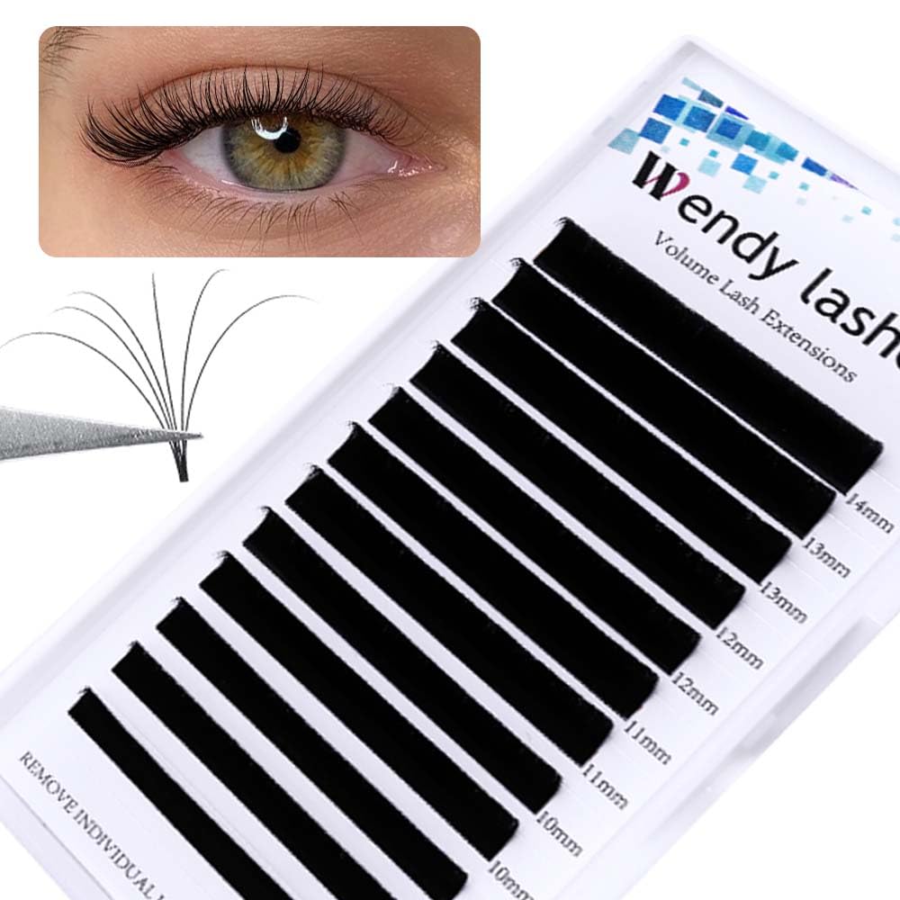 Easy Fan Volume for Lash Artists: Wendy, Handmade Fans for Eyelash Extensions, Self Fanning, Blooming, B-KH, Black, D-0.07-8-14-FemmiqueWomen