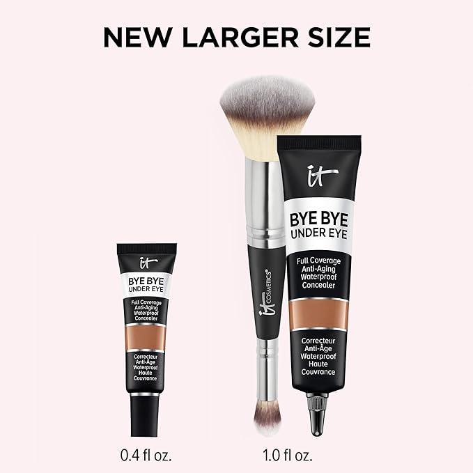 IT Cosmetics Makeup Set - Includes Supersize Bye Bye Under Eye Concealer (42.5 Deep) + Heavenly Luxe Complexion Perfection Concealer Brush (1 fl oz) - with Collagen, Hyaluronic Acid & Antioxidants-FemmiqueWomen