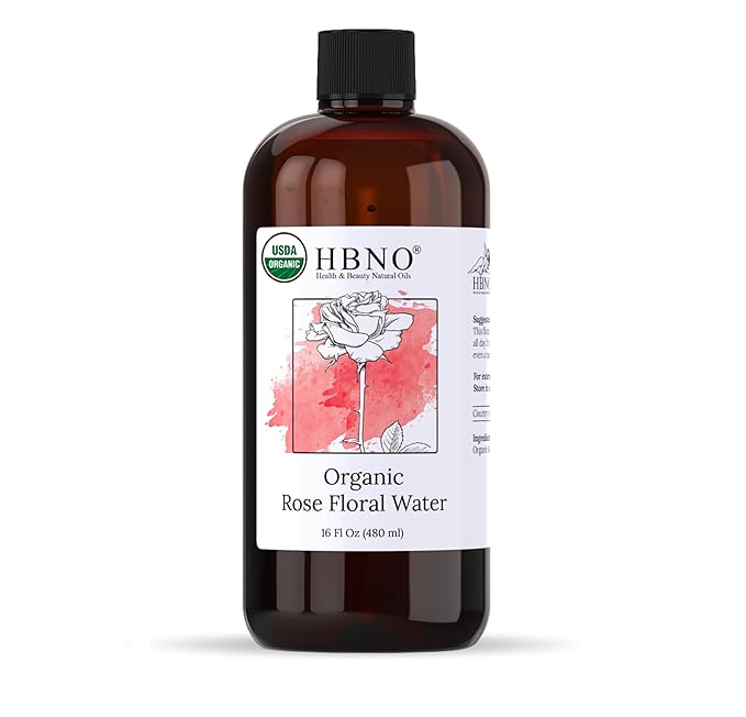 HBNO California Bottled Organic Rose Water for Face Huge 16 fl oz (480ml) Value Size - USDA Certified for Face - Pure Rose Water for Hair - Rosewater for Skincare, Haircare-FemmiqueWomen