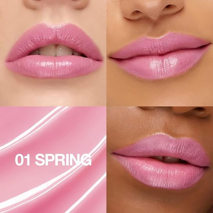 1Pcs Tinted Lip Balm Moisturizing Lipstick – Soft Pale Pink Sheer Hydrating Lip Color for Dry Lips – Nourishing Lip Balm for All Women with a Subtle Natural Scent (S01 Spring)-FemmiqueWomen