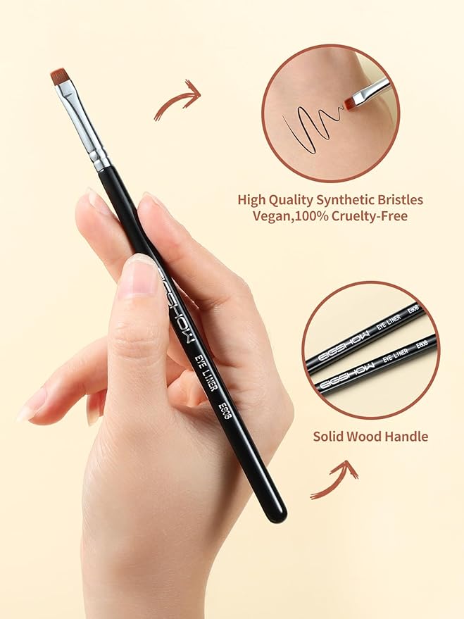 EIGSHOW Flat Eyeliner Brush, Professional Precise Eyebrow Concealer Brush for Sharp Defined, Eye Liner Application with Gel Liquid Cream Powder (E808)-FemmiqueWomen