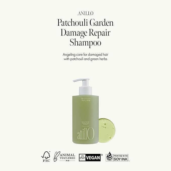 Patchouli Garden Damage Repair Shampoo - Korean Hair Care Nourishing Shampoo for Men & Women w/Patchouli Leaf Water, Protein Complex & Green Herb Complex - Vegan Scalp Cleanser (15.22 fl.oz)-FemmiqueWomen