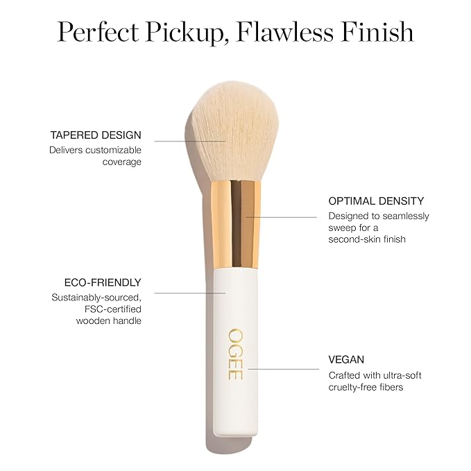 Ogee Powder Brush - Professional Quality Makeup Brush - Ultra-Soft Powder Setting Brush with Vegan Fibers for Flawless Application-FemmiqueWomen