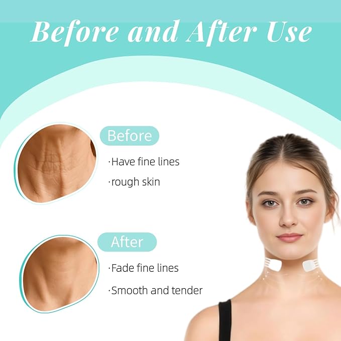 FHH Neck Lifting Tape, Lifting Invisible, Lift Sagging Skin, High Elasticity and Breathability, Suitable for Neck, Face and Jaw (4 Tapes + 20 Patches) A-FemmiqueWomen
