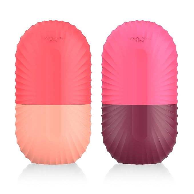 2pcs Ice Roller for Face and Eye, Silicone Ice Facial Roller Ice Holder, Face Ice Mold Skin Care, Face Icers Reusable Ice Cube Roller for Shrink Pores Anti Wrinkle Reduce Puffiness, Pink Rose-FemmiqueWomen