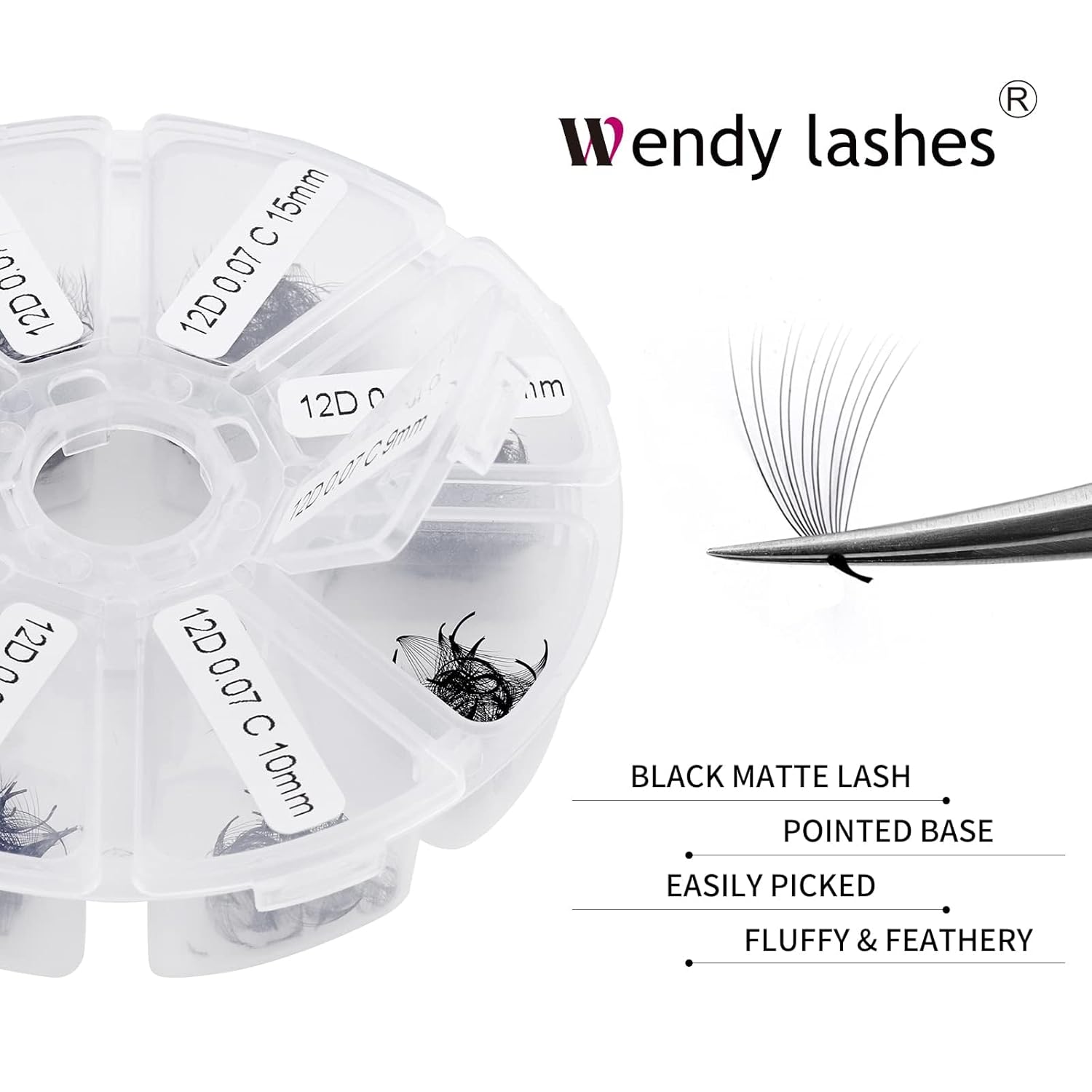 Premade Fans for Eyelash Extension: 6D, Wendy Lashes, Handmade Fans, Pre-made, For Lash-Artists, C, 9-16mm-FemmiqueWomen