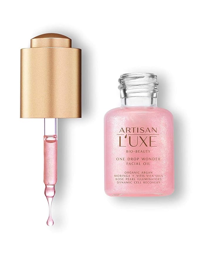 Artisan L’uxe One Drop Wonder Facial Oil Radiant Facial Oils with Rose Pearl Illuminators Organic Argan & Moroccan Hydrating Face Oil Anti Aging Skin Care Facial Oil Rose Oil 0.5 Oz.-FemmiqueWomen