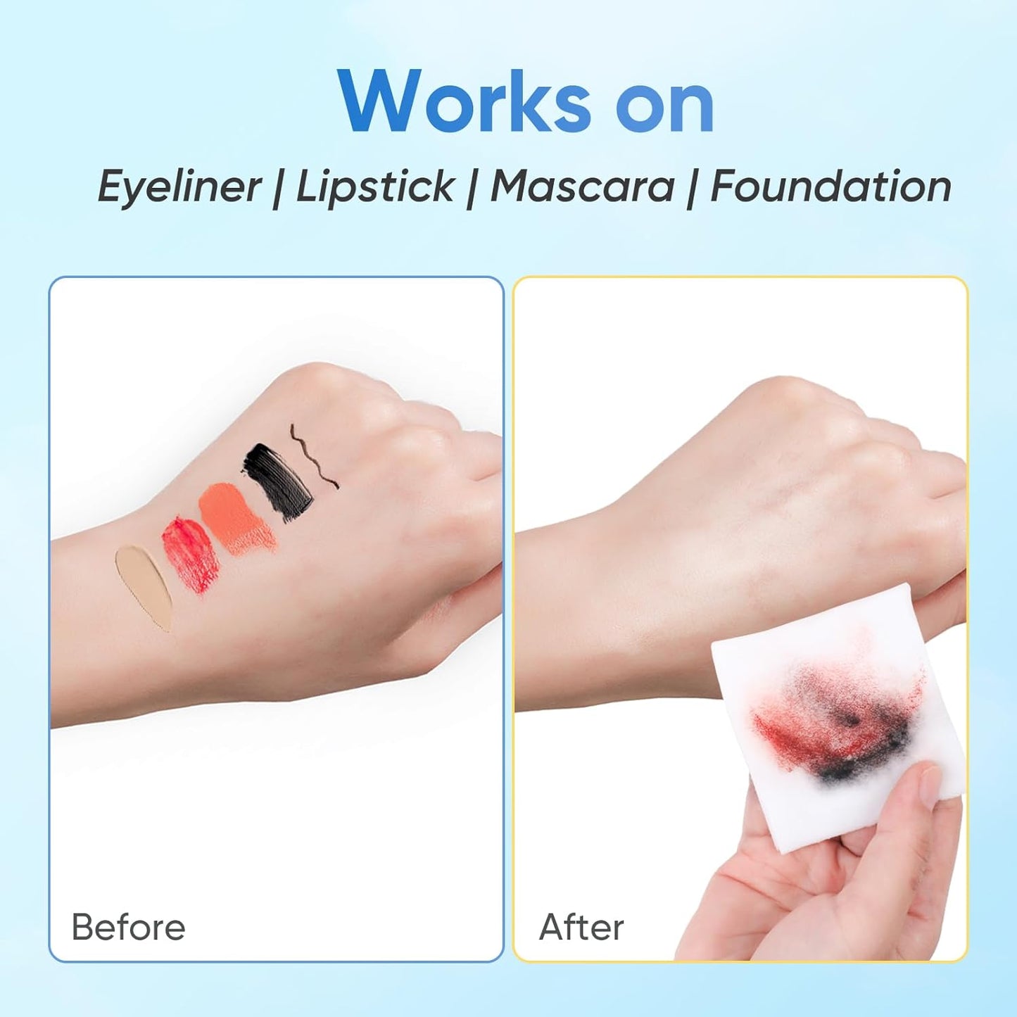 100 Count Makeup Remover Wipes, Bulk Gentle Cleansing Facial Towelettes, Individually Wrapped Travel Size,Alcohol-Free & Hypoallergenic for All Skin Types-FemmiqueWomen