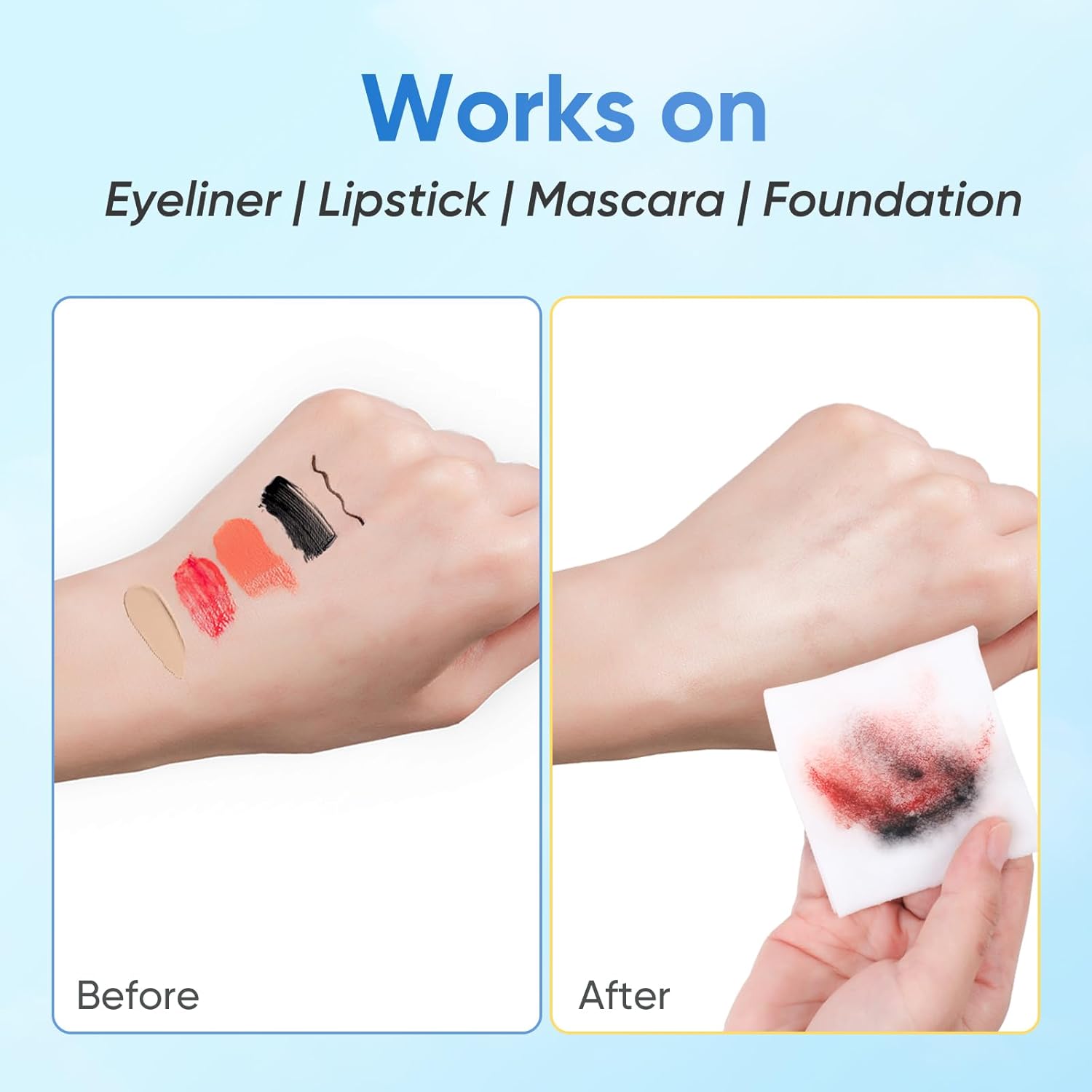 100 Count Makeup Remover Wipes, Bulk Gentle Cleansing Facial Towelettes, Individually Wrapped Travel Size,Alcohol-Free & Hypoallergenic for All Skin Types-FemmiqueWomen