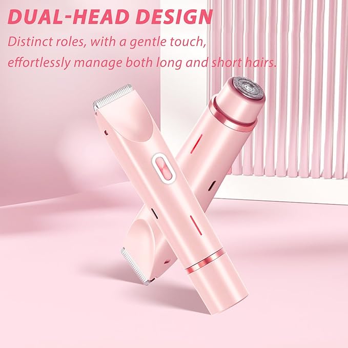 2025 New Electric Womens Shaver, 2-in-1 Women's Body Shaver, Bikini Electric Razor, Wet and Dry Use Body Trimmer for Home (Pink)-FemmiqueWomen