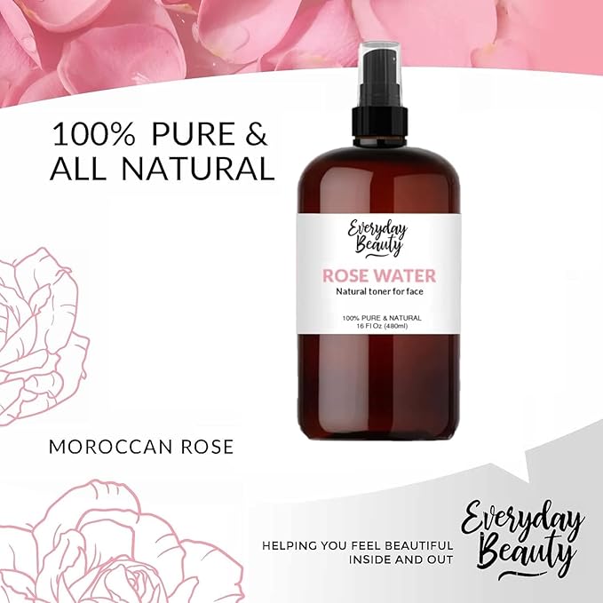 Rose Water Facial Toner - 16oz Bulk Alcohol-Free Vegan All Natural Refreshing for Face and Hair - Uplifts, Calming & Soothing for All Skin Types-FemmiqueWomen