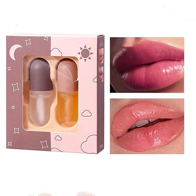2 Pcs Lip Plumper, Natural Lip Plumper and Lip Care Serum,Lip Plumper set (Day& Night)-FemmiqueWomen