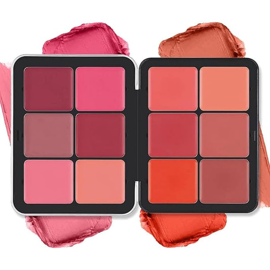 12 Colors Blush Palette,Highlighter Blush Powder Makeup,Long-Wearing,Smudge Proof,Natural-Looking,Blendable Cruelty-Free Matte Finish,Contour and Highlight Blush Palette Face Cosmetics Makeup-FemmiqueWomen