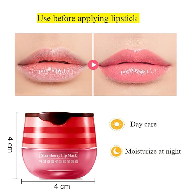 2 Pcs Bee Lip Balm Honey Pot,Honey & Strawberry Lip Mask Propolis Moisturizing Lip Balm with Stick,Prevention Dry and Cracked Lip Scrubs,Exfoliator Lip Wrinkle Skin Care Products-FemmiqueWomen
