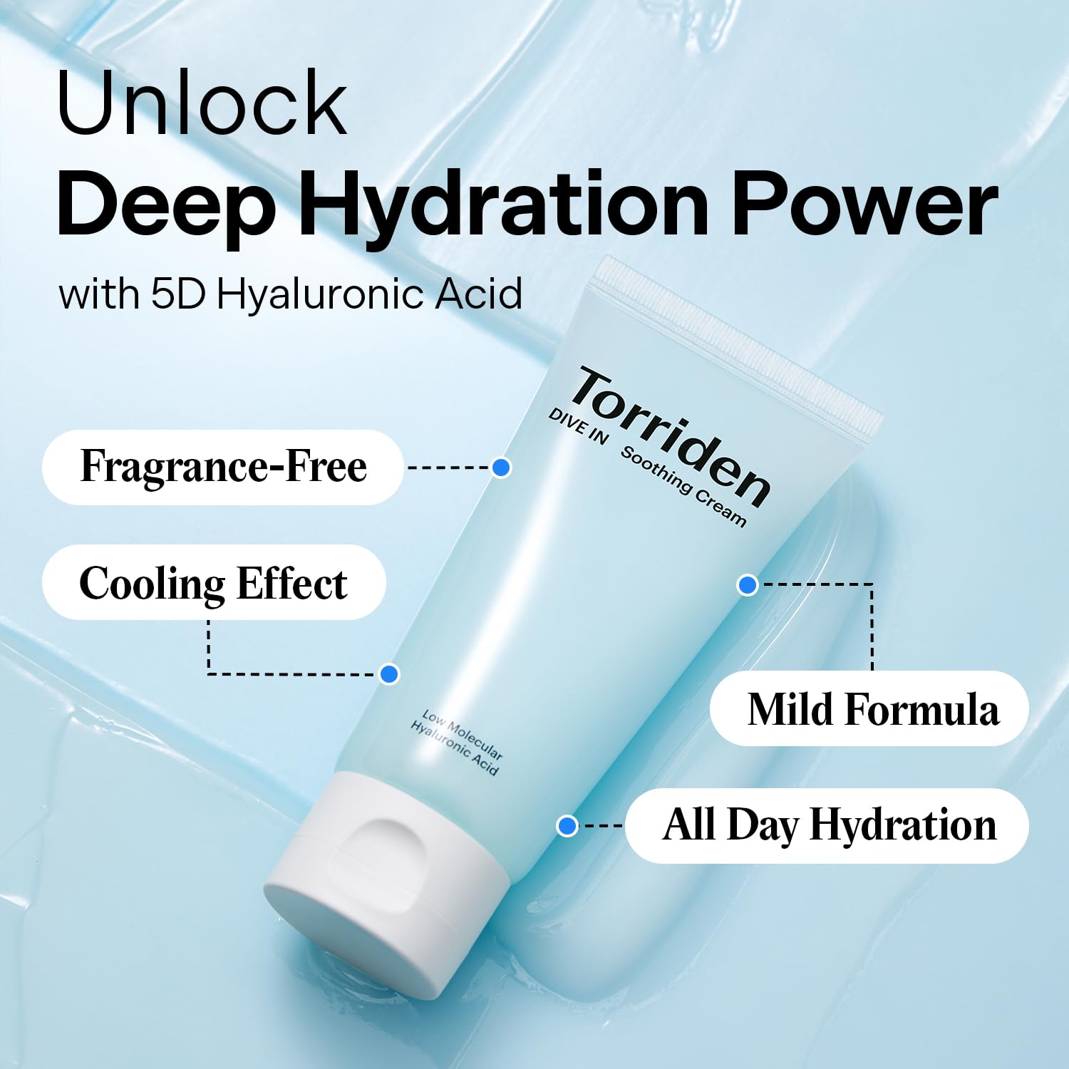 Torriden DIVE IN Hyaluronic Acid Soothing Cream Tube Type 100ml (3.38 fl. oz) | Revitalizing Facial Moisturizer for Sensitive and Dry Skin | Hyaluronic Acid, Panthenol, Allantoin-FemmiqueWomen