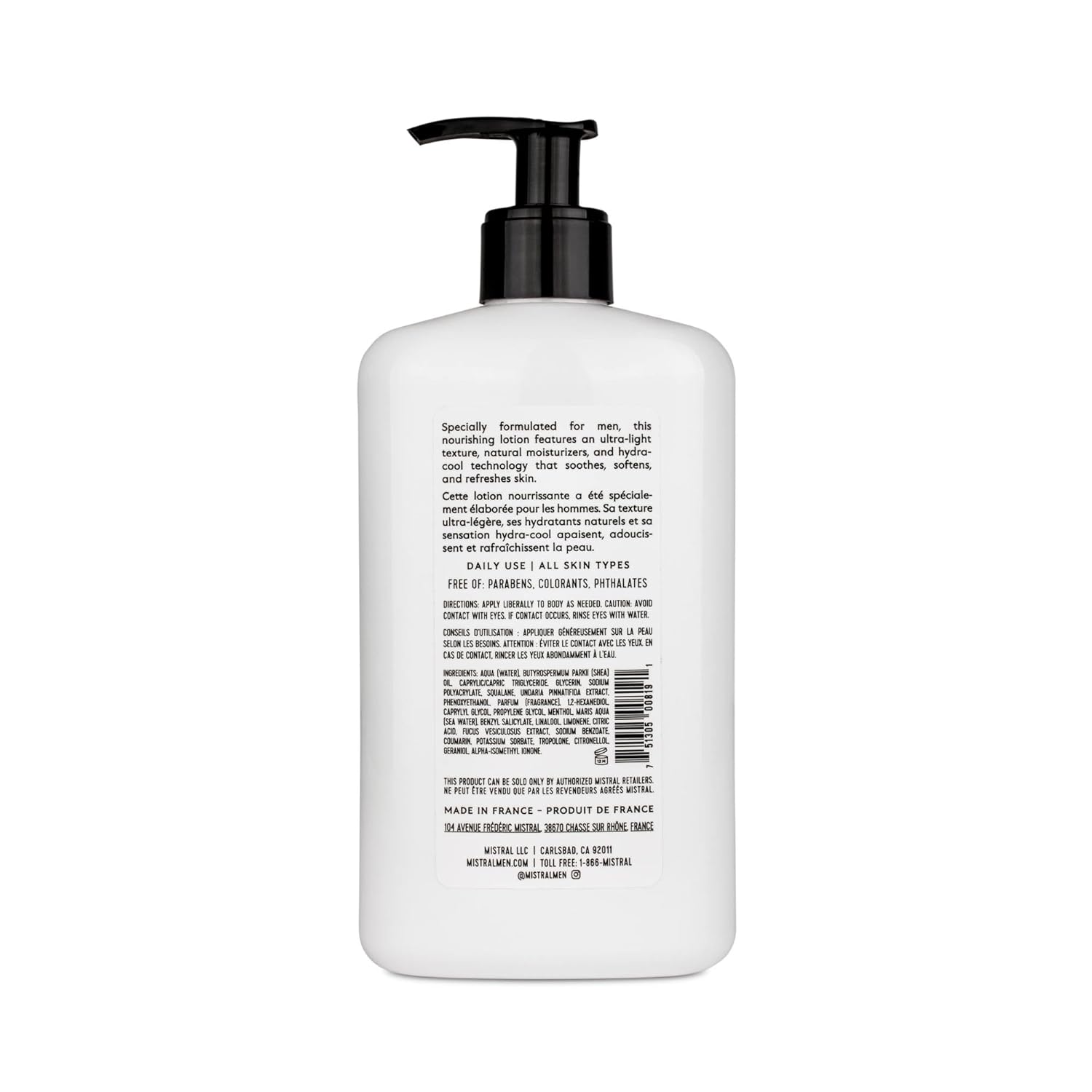 Mistral Men's Hydra-Cool Body Lotion, Cool Marine, 16.9 Fl Oz-FemmiqueWomen