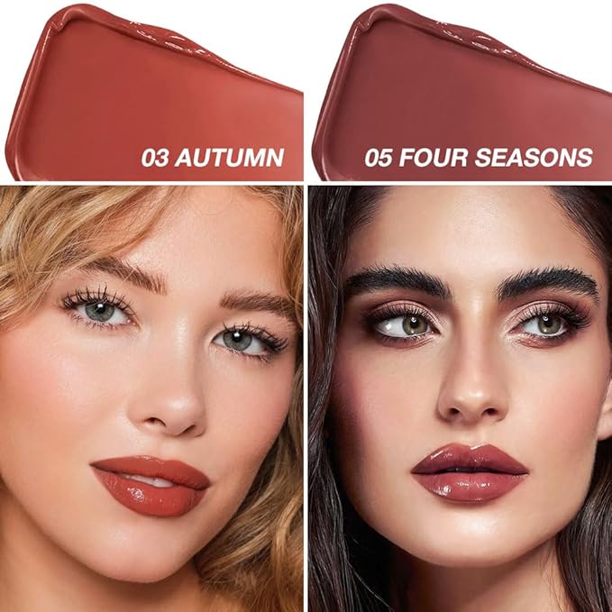 2Pcs Tinted Lip Balm Moisturizing Lipstick – Warm Orange Brown & Deep Rose Color Bean Paste Sheer Hydrating Lip Color for Dry Lips Nourishing Lip Balm for All Women with a Subtle Natural Scent-FemmiqueWomen