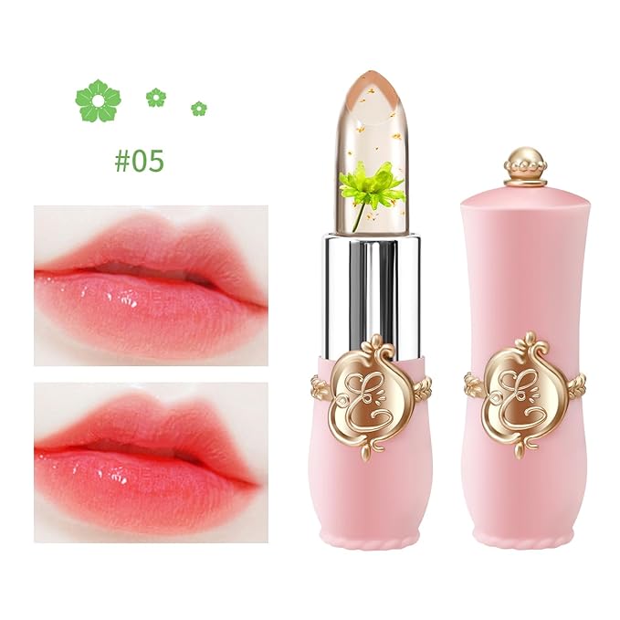 3 Pcs/Set Flower Jelly Lipstick Set Temperature Change Moisturizer Long Lasting Nutritious Balm Magic Color Change Lip Gloss (Flower Jelly Lipstick 040506)-FemmiqueWomen