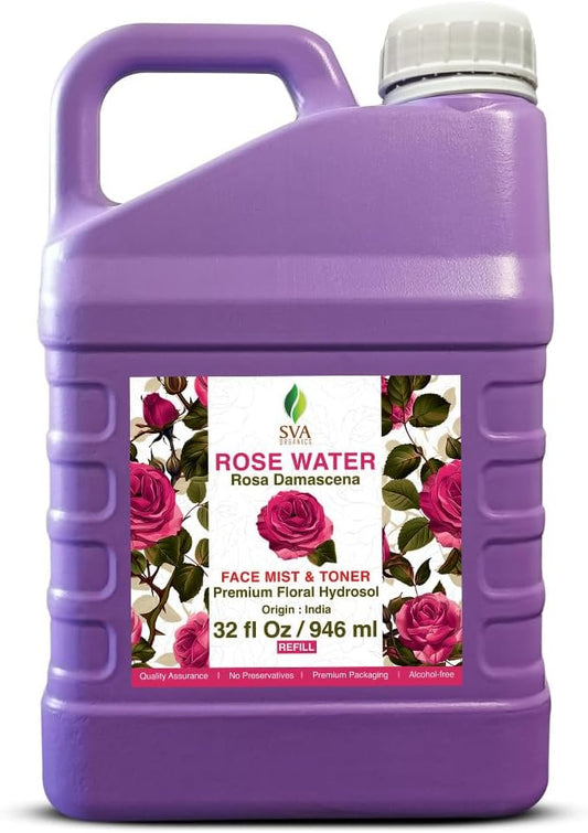 SVA Rose Water - 32 Fl oz - Refreshing Rose Water Spray for Skin Care, Skin Hydration, Bath, Soaps, Haircare & Aromatherapy-FemmiqueWomen