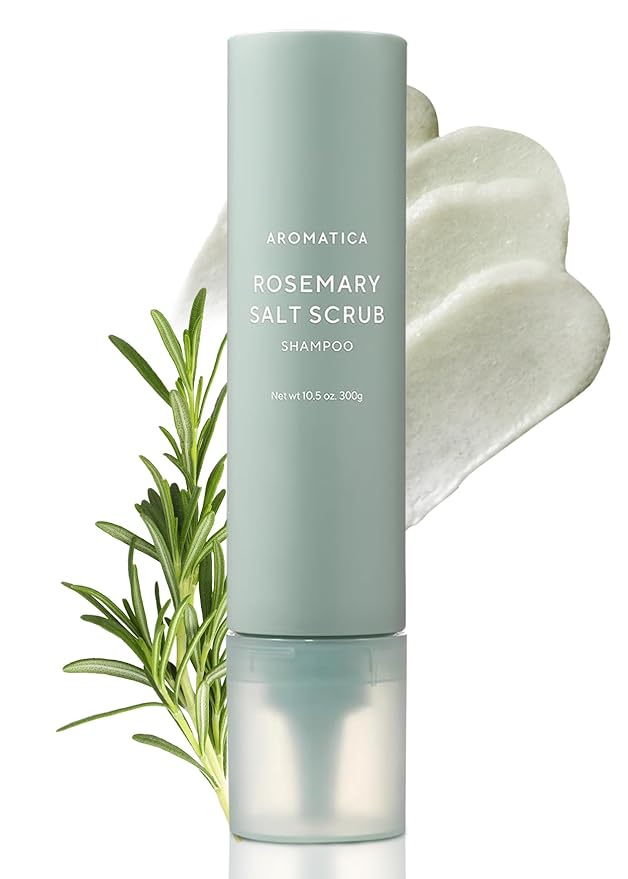AROMATICA Rosemary Salt Scrub Shampoo - Hair Loss Korean Scalp Detox Shampoo with Rosemary Scalp Oil | Scalp Exfoliator with Salt Scrub for Oily Scalp | Sulfate Free, Silicone Free (10.5 oz / 300g)-FemmiqueWomen