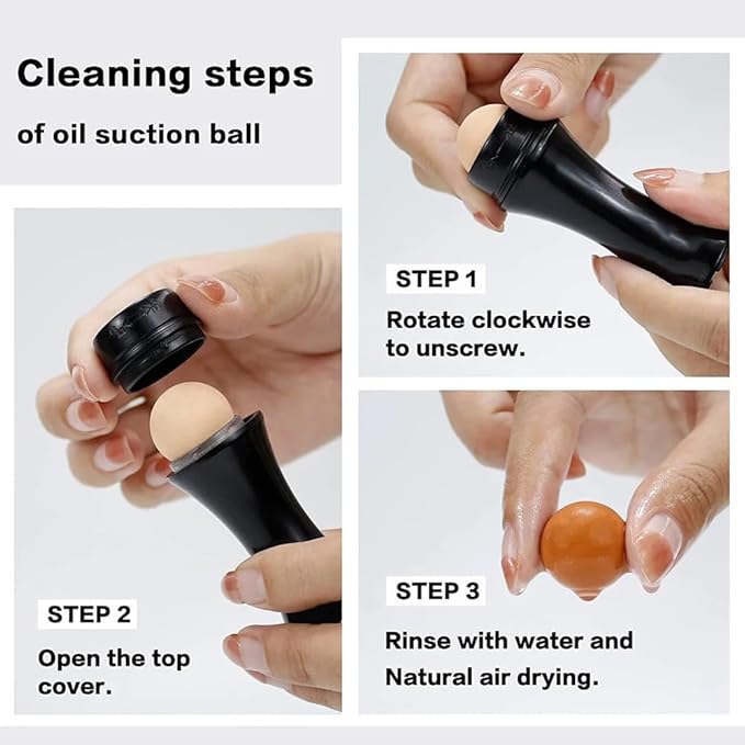 Oil-Absorbing Volcanic Face Roller set with blotting paper and 2PC Replaceable Volcanic Balls,Reusable Portable Oily Skin Control Roller, Instant Results Remove Excess Shine Rolling (White Set)-FemmiqueWomen