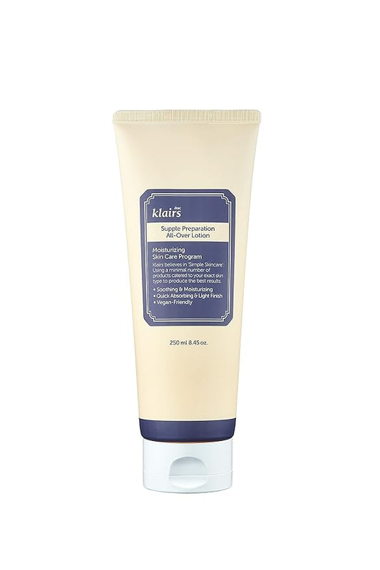 DearKlairs] Supple Preparation All-over lotion, Daily face and body moisturizer, for sensitive skin, Essential oil Free, Artificial fragrance free,250ml, 8.45oz-FemmiqueWomen