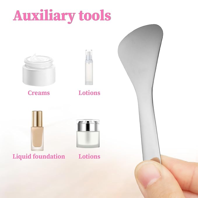 2Pcs Cosmetic Spatula Reusable Facial Massage Spatula Practical Mini Makeup Eye Cream Applicator Multi-functional Beauty Face Skincare Spoon for Mixing Sampling Lotions Moisturizers Accessories-FemmiqueWomen